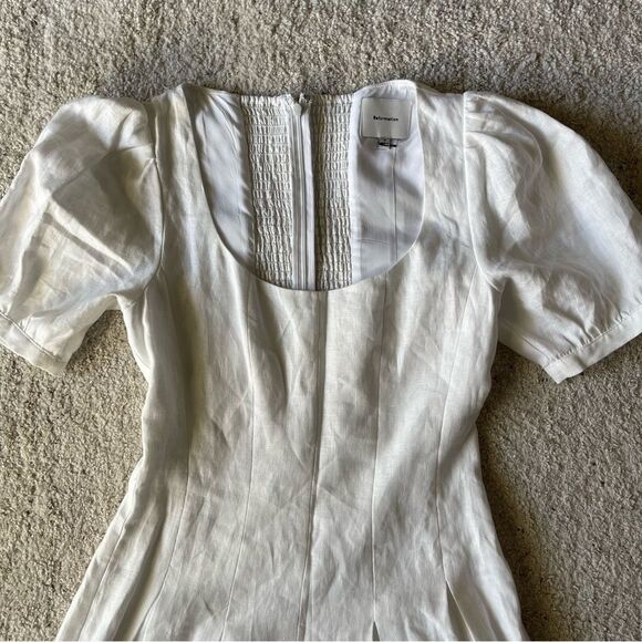 NEW Reformation Coucou Linen Midi Dress White Classic Pleated Size 6 - Picture 4 of 11